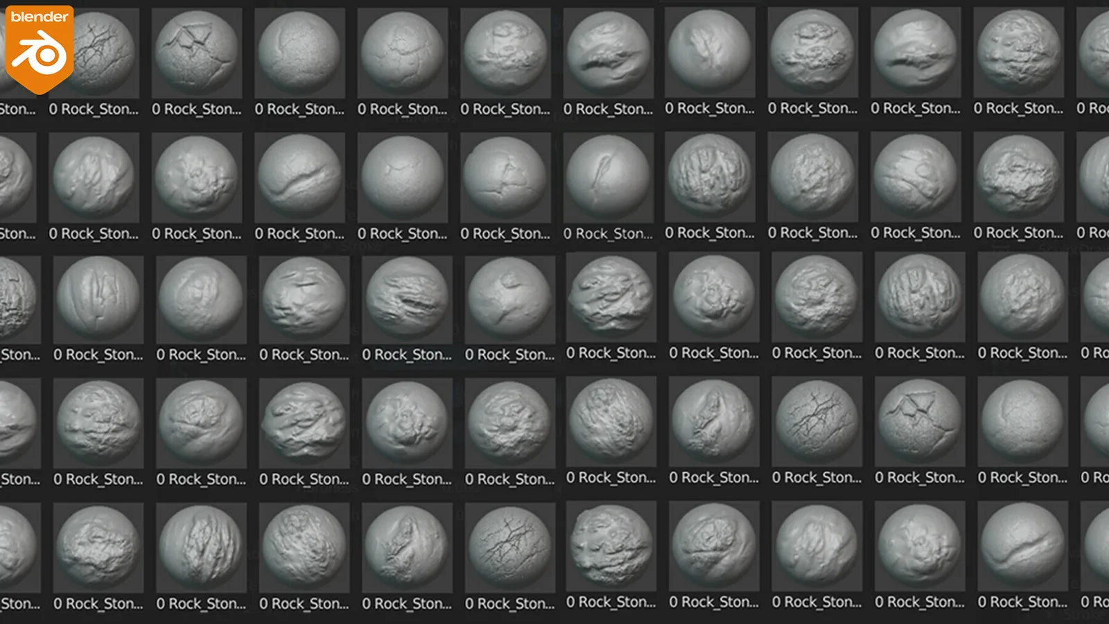 Rock And Stone Brushes For Blender. Asset Browser. preview 1