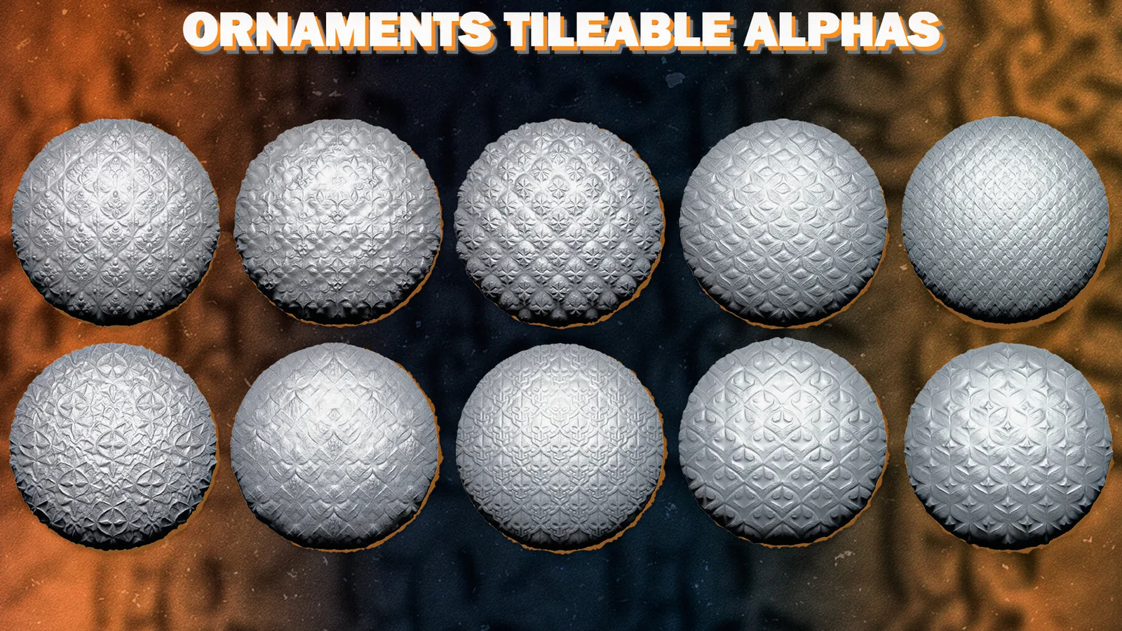 Ornaments Tileable Alphas (Displacement Maps) for ZBrush, Blender, Substance Painter preview 3