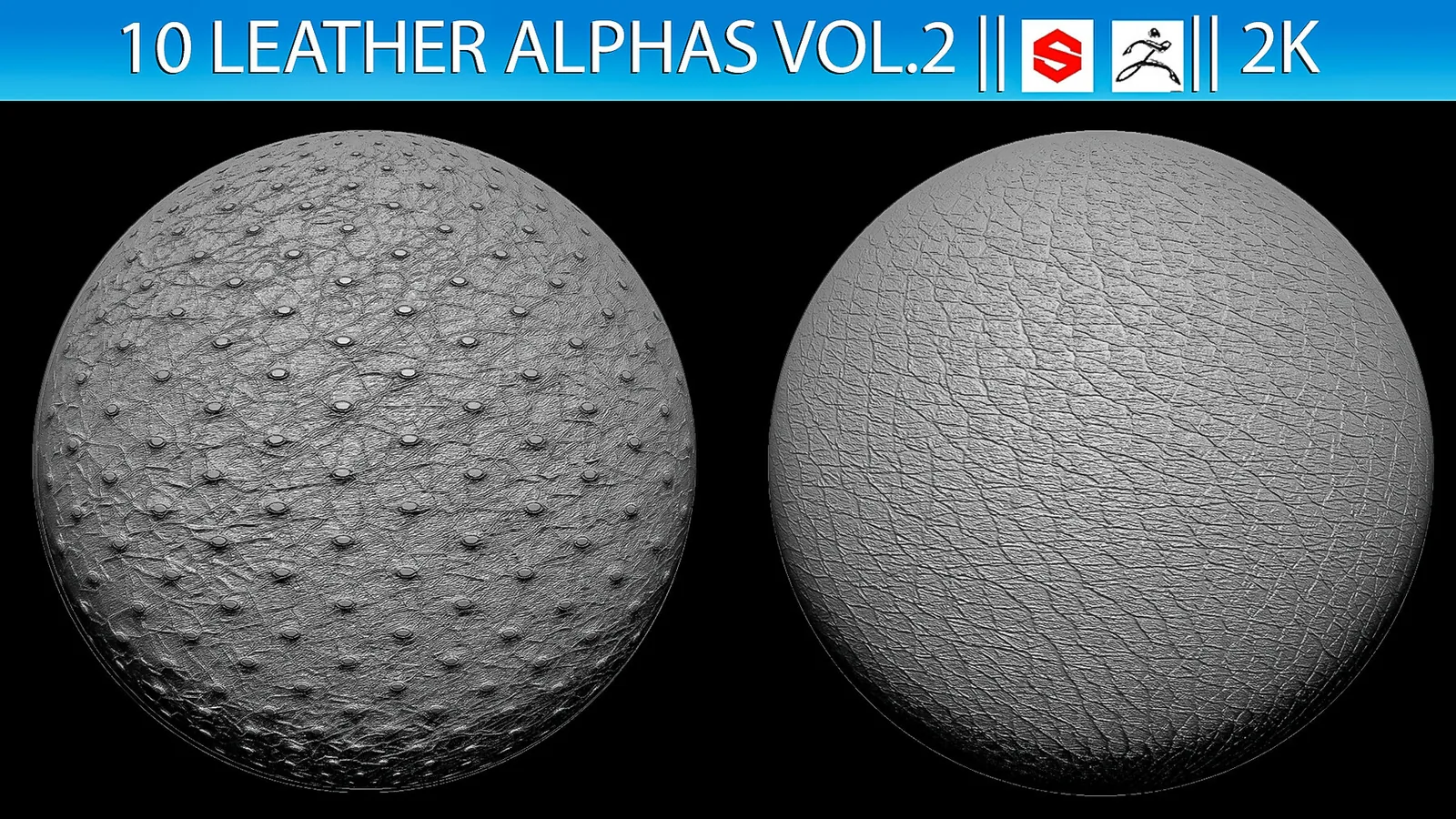 10 Leather Alphas vol.2 (ZBRush, Substance, 2k) preview 3