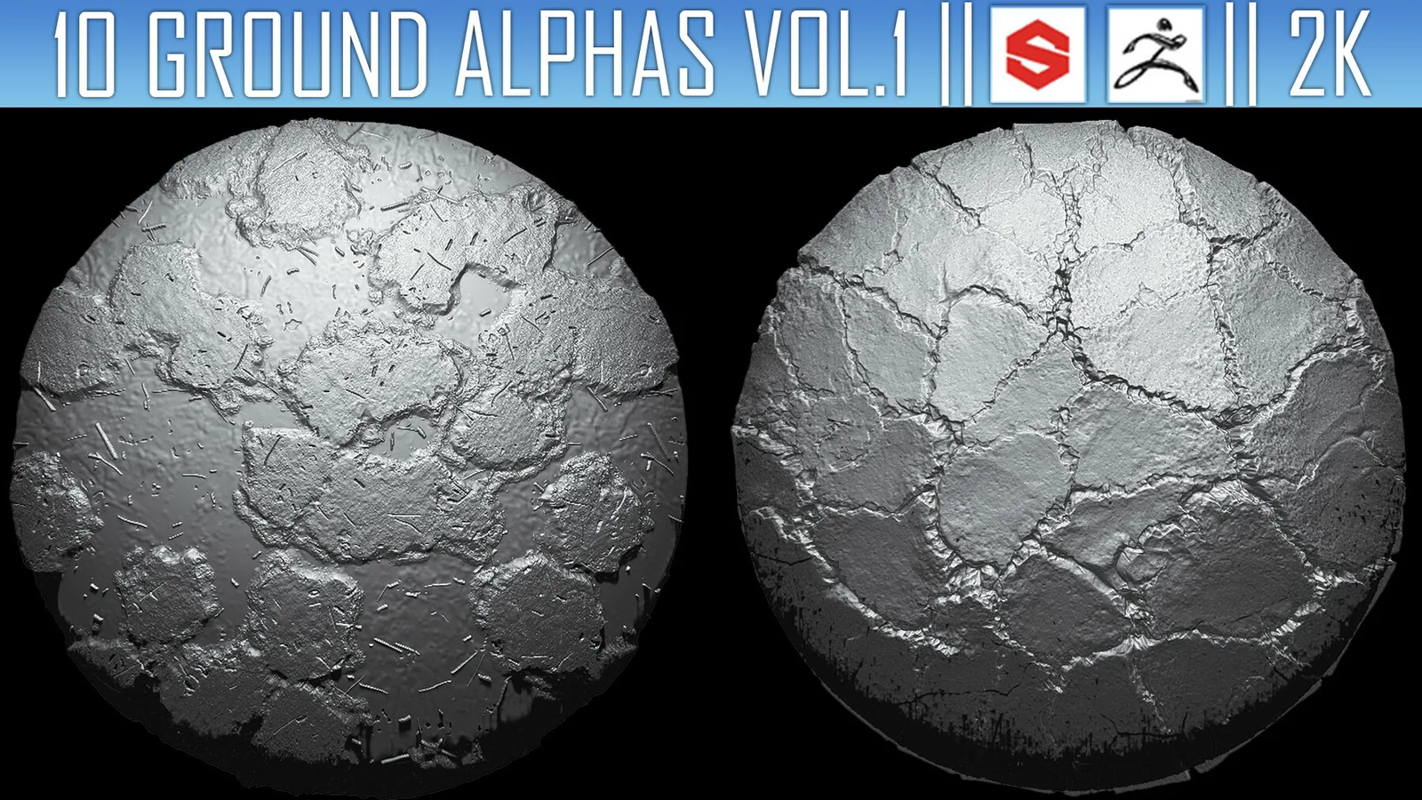 10 Ground Alphas Vol.1 (ZBrush, Substance, 2K) preview 1