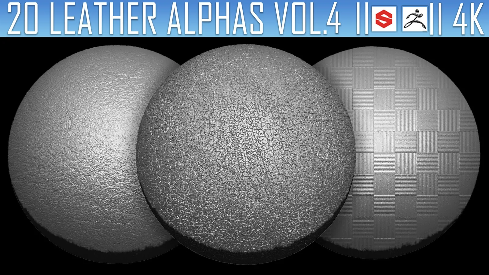 20 Leather Alphas Vol.4 (ZBrush, Substance, 4K) preview 2