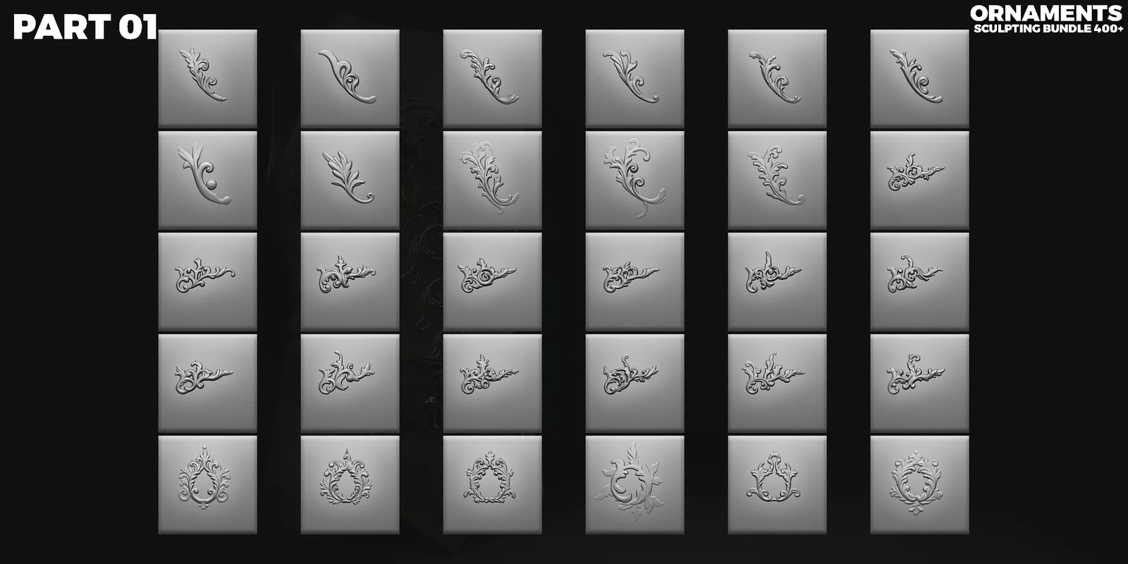 400 Ornamental Sculpting Brushes for ZBrush & Blender preview 5
