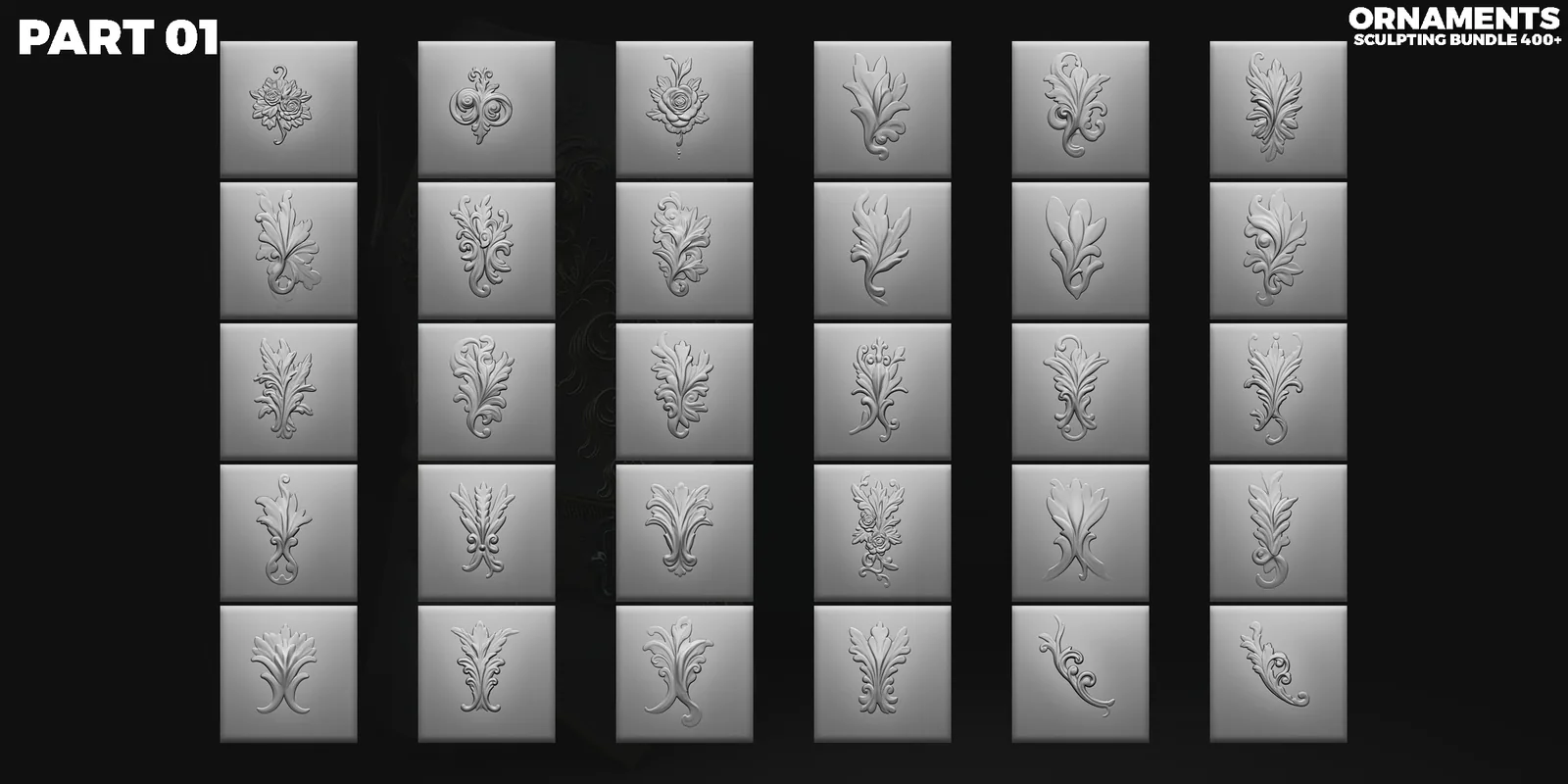 400 Ornamental Sculpting Brushes for ZBrush & Blender preview 4