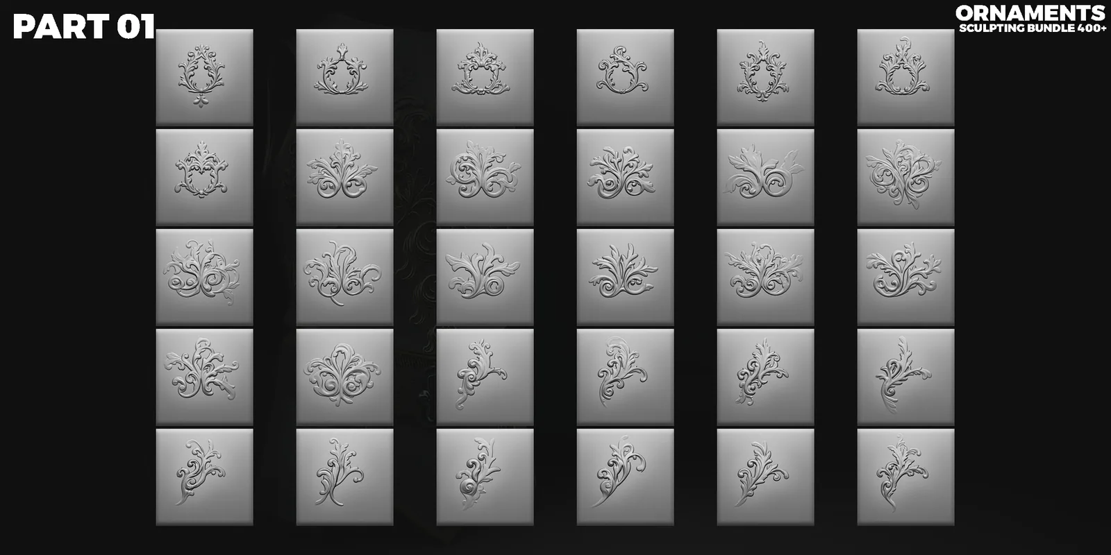 400 Ornamental Sculpting Brushes for ZBrush & Blender preview 6