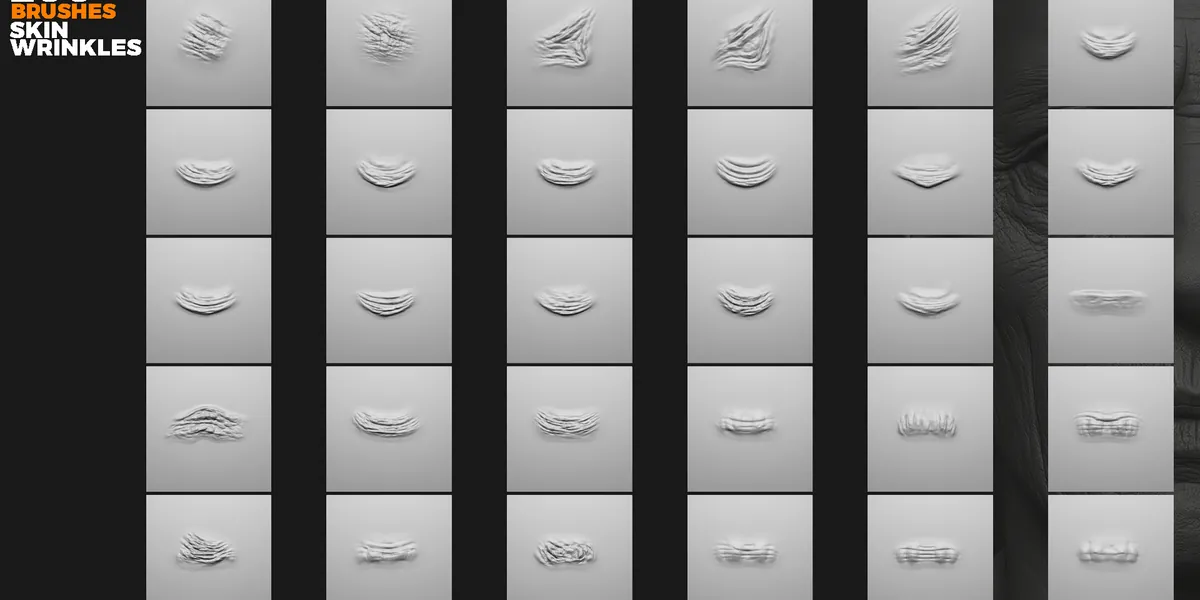 Skin wrinkles sculpting brushes preview 7
